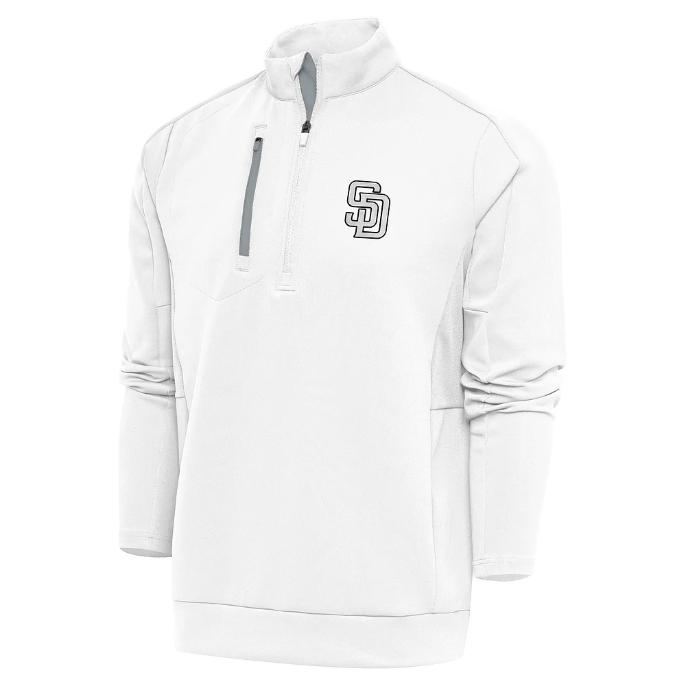 Men's Antigua San Diego Padres Metallic Generation Quarter-Zip Pullover Top