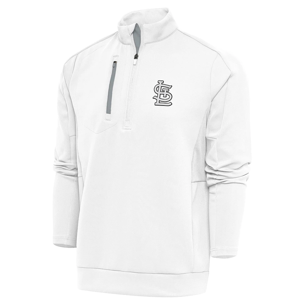 Men's Antigua St. Louis Cardinals Metallic Generation Quarter-Zip Pullover Top