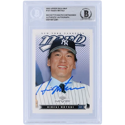 Hideki Matsui New York Yankees Autographed 2003 Upper Deck MVP #141 Beckett Fanatics Witnessed Authenticated Rookie Card