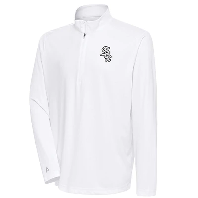 Men's Antigua White Chicago Sox Metallic Tribute Quarter-Zip Top