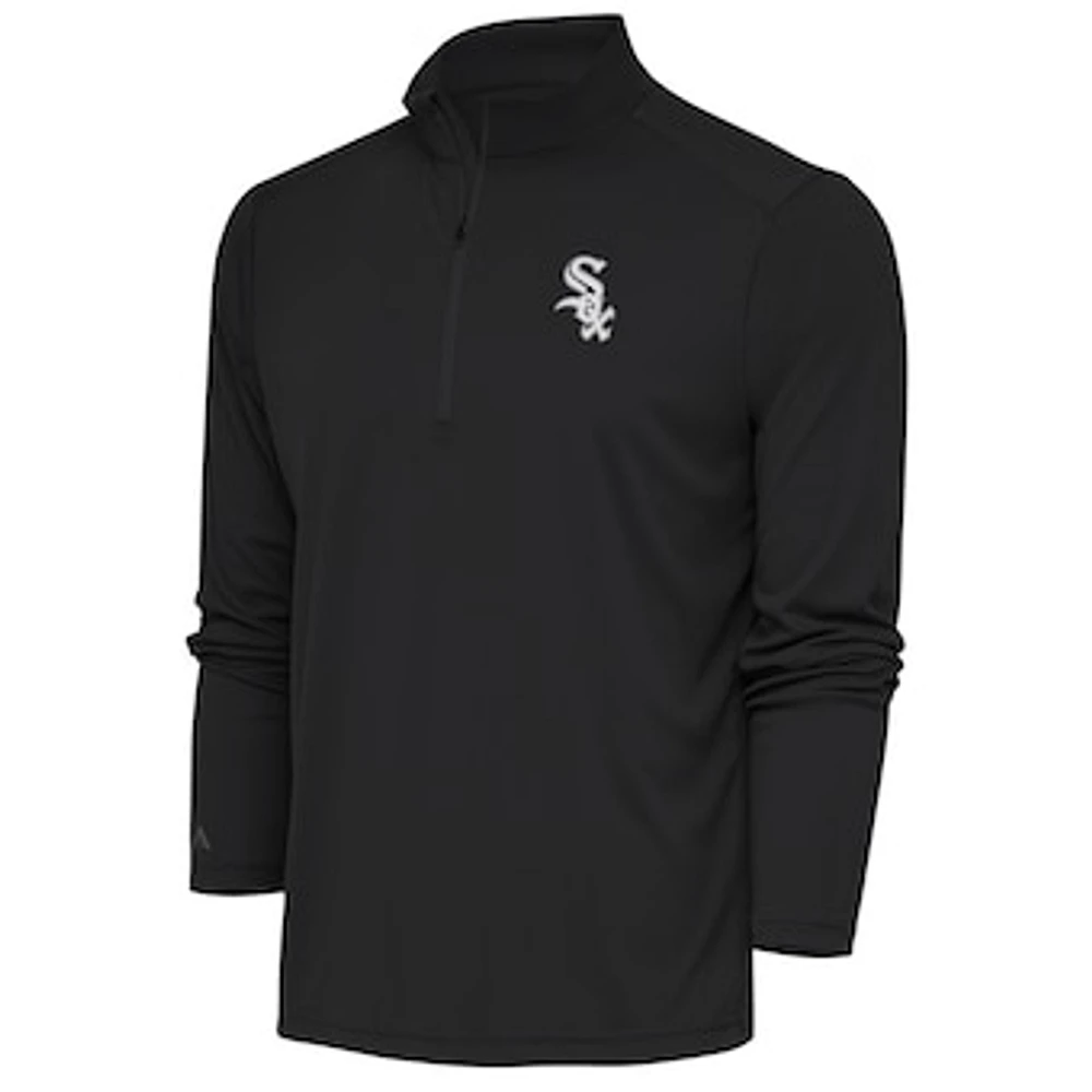 Men's Antigua Charcoal Chicago White Sox Metallic Tribute Quarter-Zip Top