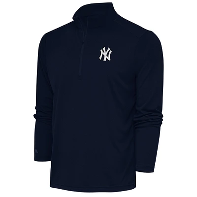 Men's Antigua Navy New York Yankees Metallic Tribute Quarter-Zip Top