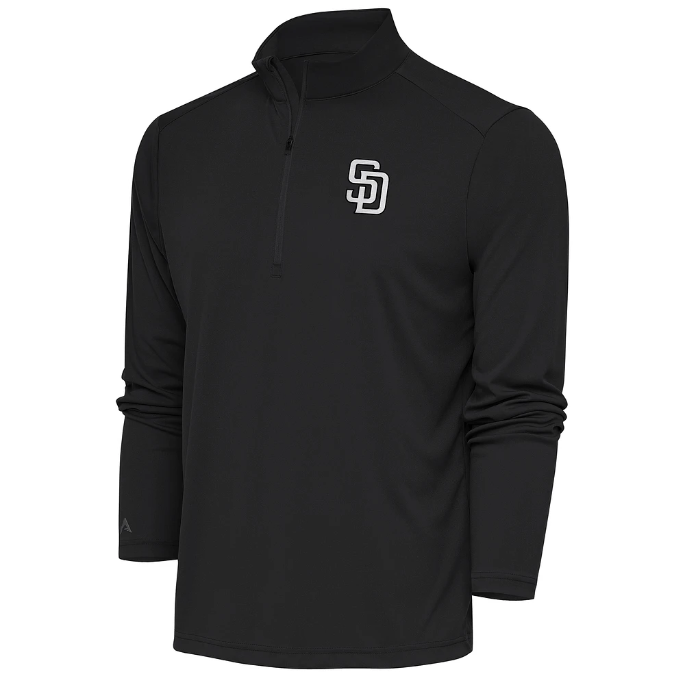 Men's Antigua Charcoal San Diego Padres Metallic Tribute Quarter-Zip Top
