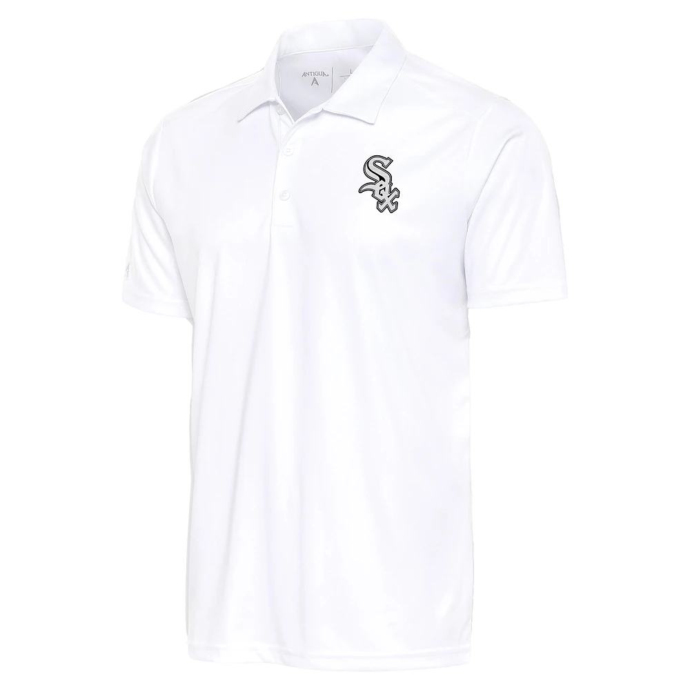 Men's Antigua White Chicago Sox Big & Tall Metallic Tribute Polo