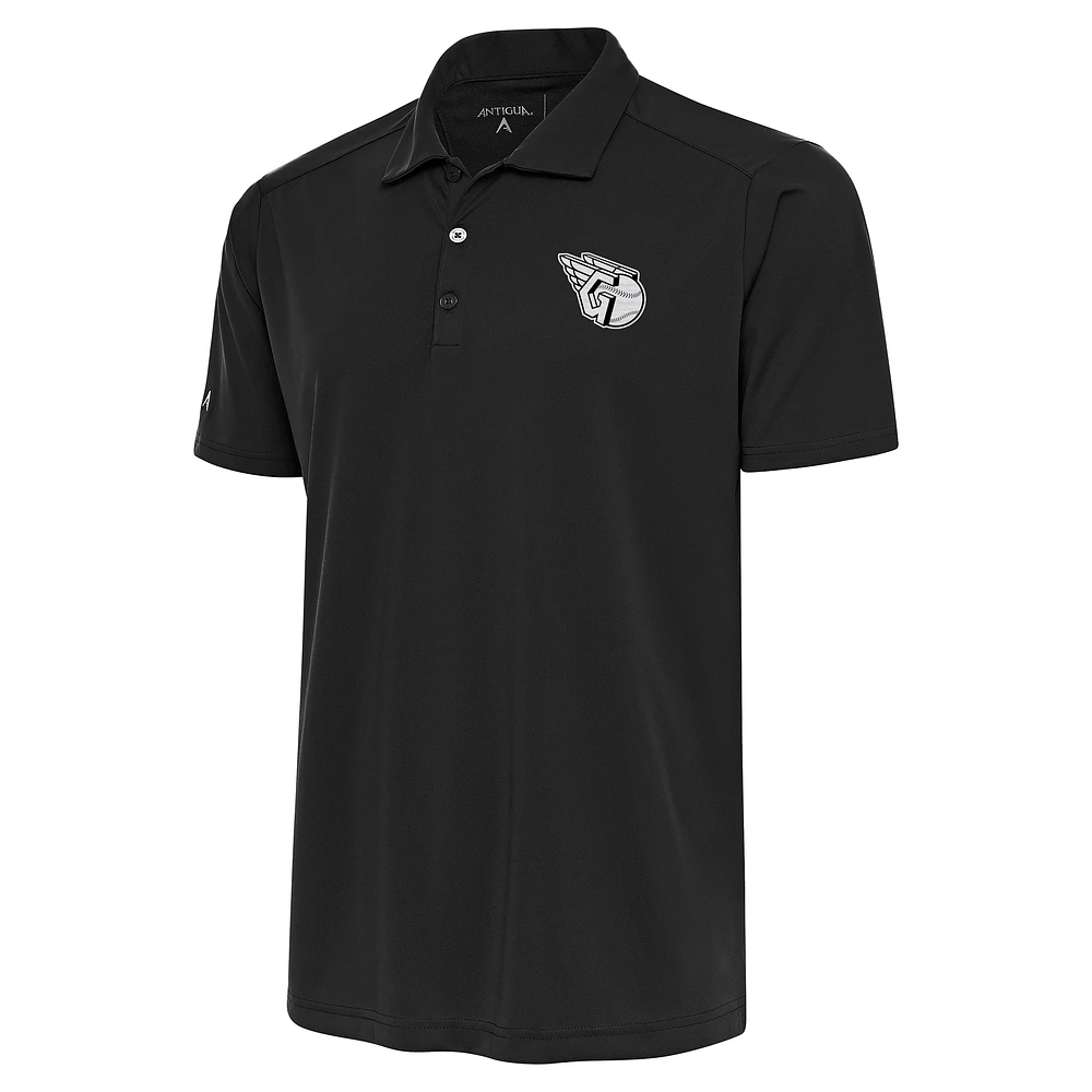Men's Antigua Charcoal Cleveland Guardians Big & Tall Metallic Tribute Polo