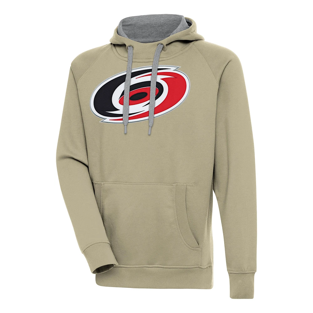 Men's Antigua Khaki Carolina Hurricanes Victory Pullover Hoodie