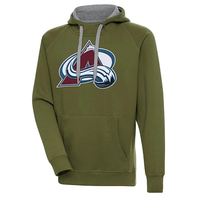 Men's Antigua Olive Colorado Avalanche Victory Pullover Hoodie