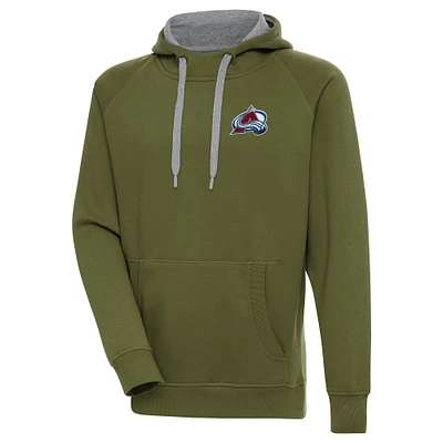 Men's Antigua Olive Colorado Avalanche Victory Pullover Hoodie