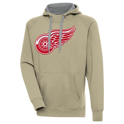 Men's Antigua Khaki Detroit Red Wings Victory Pullover Hoodie