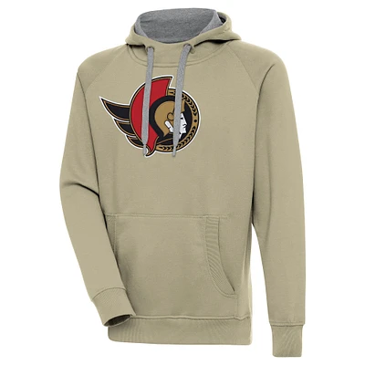 Men's Antigua Khaki Ottawa Senators Victory Pullover Hoodie