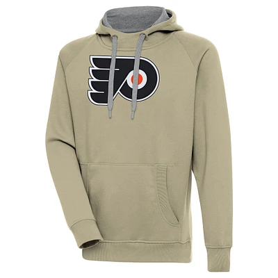 Men's Antigua Khaki Philadelphia Flyers Victory Pullover Hoodie