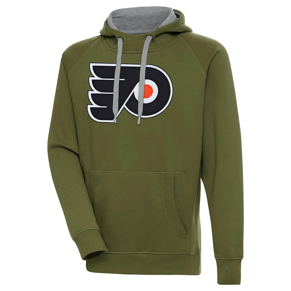 Men's Antigua Olive Philadelphia Flyers Victory Pullover Hoodie
