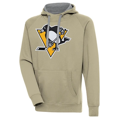 Men's Antigua Khaki Pittsburgh Penguins Victory Pullover Hoodie