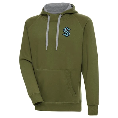 Men's Antigua Olive Seattle Kraken Victory Pullover Hoodie