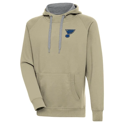 Men's Antigua Khaki St. Louis Blues Victory Pullover Hoodie