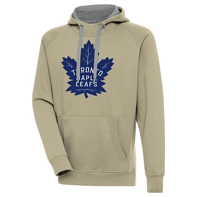 Men's Antigua Khaki Toronto Maple Leafs Victory Pullover Hoodie