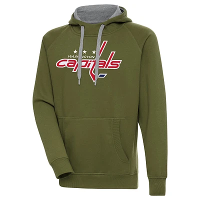 Men's Antigua Olive Washington Capitals Victory Pullover Hoodie