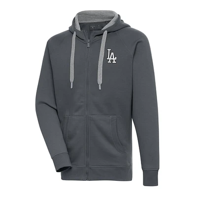 Men's Antigua Charcoal Los Angeles Dodgers Metallic Victory Full-Zip Hoodie