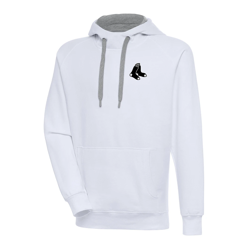 Men's Antigua White Boston Red Sox Metallic Victory Pullover Hoodie