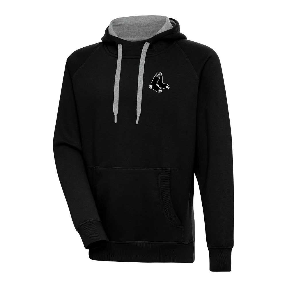 Men's Antigua Black Boston Red Sox Metallic Victory Pullover Hoodie