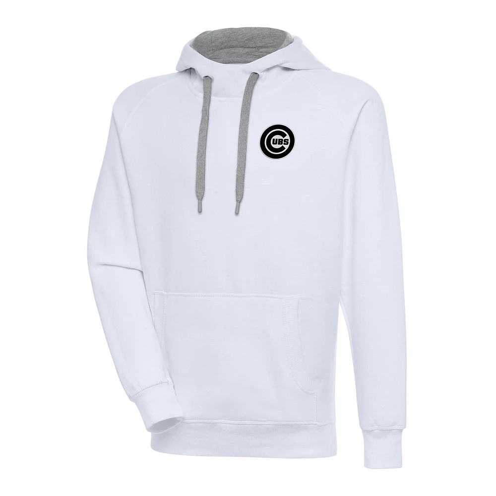 Men's Antigua White Chicago Cubs Metallic Victory Pullover Hoodie