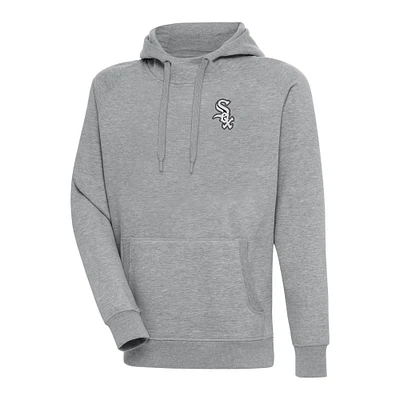 Men's Antigua Heather Gray Chicago White Sox Metallic Victory Pullover Hoodie