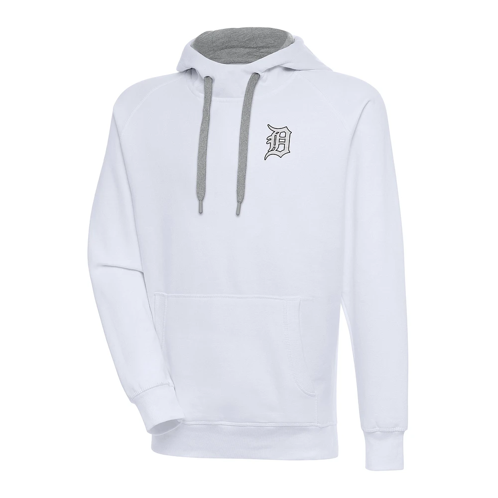 Men's Antigua White Detroit Tigers Metallic Victory Pullover Hoodie