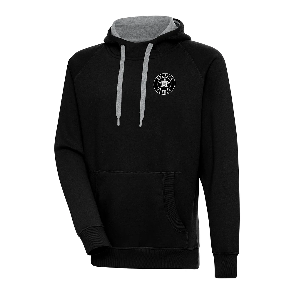 Men's Antigua Black Houston Astros Metallic Victory Pullover Hoodie