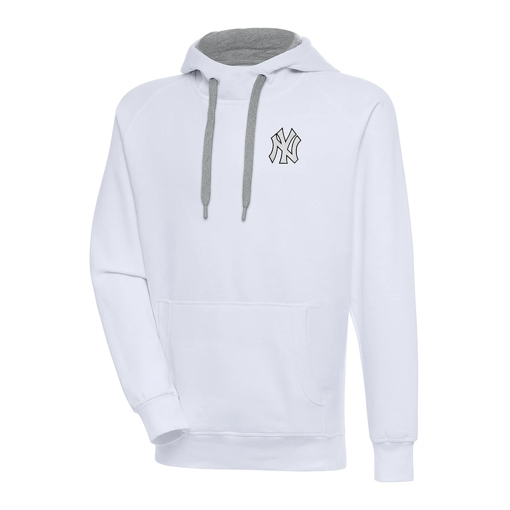 Men's Antigua White New York Yankees Metallic Victory Pullover Hoodie