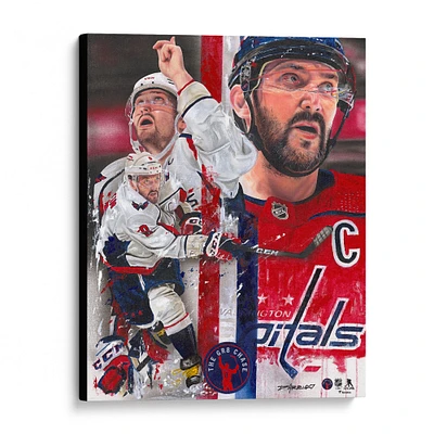 Alex Ovechkin Washington Capitals Stretched 16" x 20" Embellished Canvas Giclee Print - Art by David Arrigo