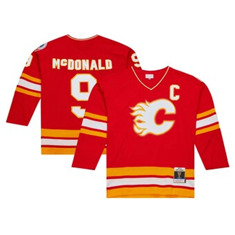 Men's Mitchell & Ness Lanny McDonald Red Calgary Flames Captain's Patch 1988/89 Blue Line Player Jersey