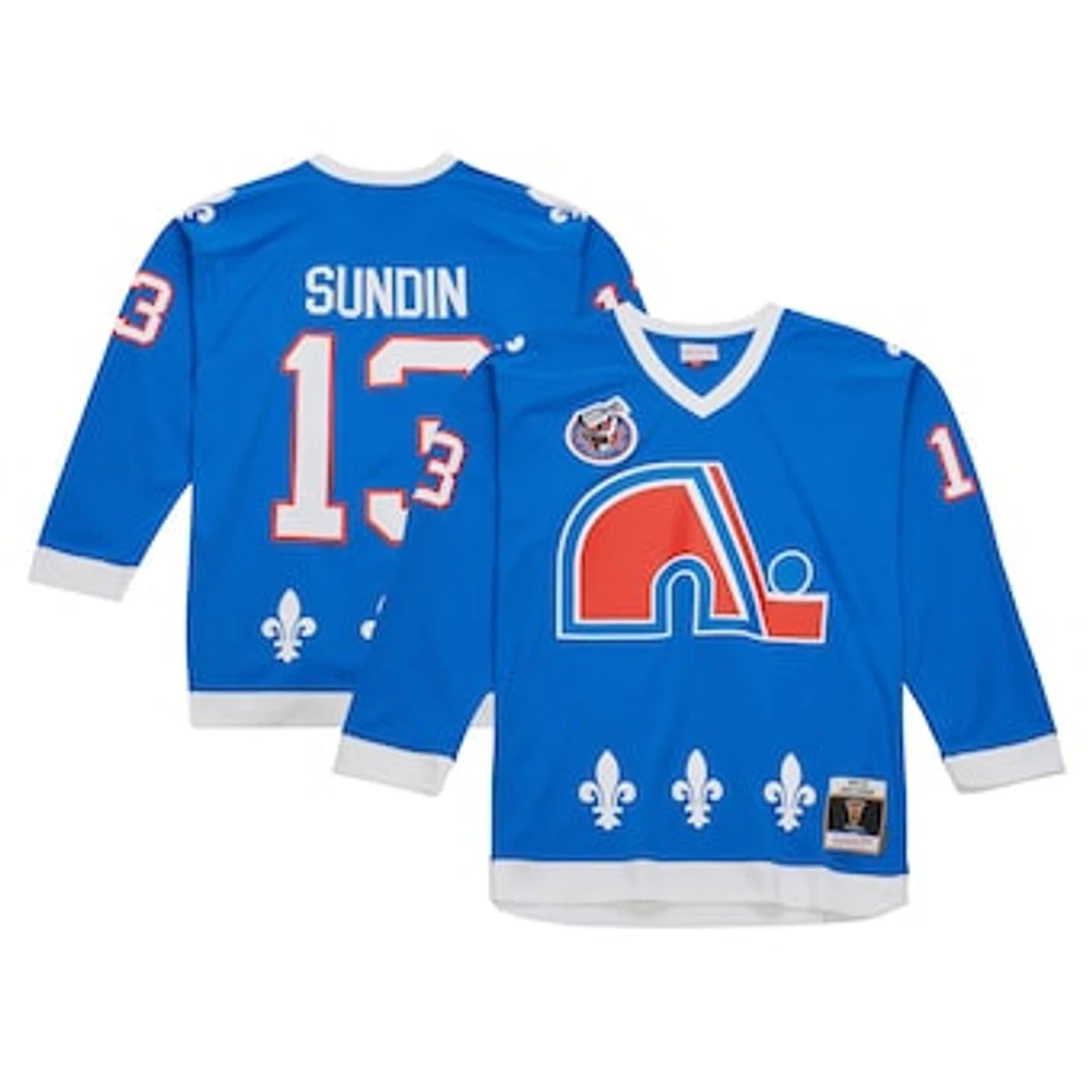 Men's Mitchell & Ness Mats Sundin Blue Quebec Nordiques  1992/93 Line Player Jersey