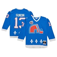 Men's Mitchell & Ness Mats Sundin Blue Quebec Nordiques  1992/93 Line Player Jersey