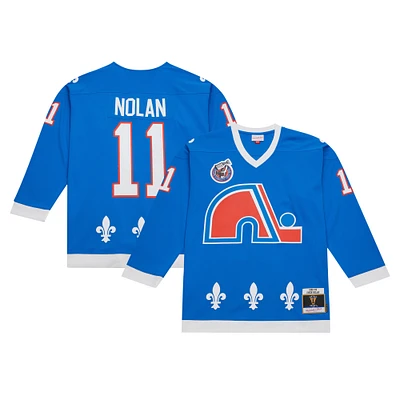 Men's Mitchell & Ness Owen Nolan Blue Quebec Nordiques 1992/93 Line Player Jersey