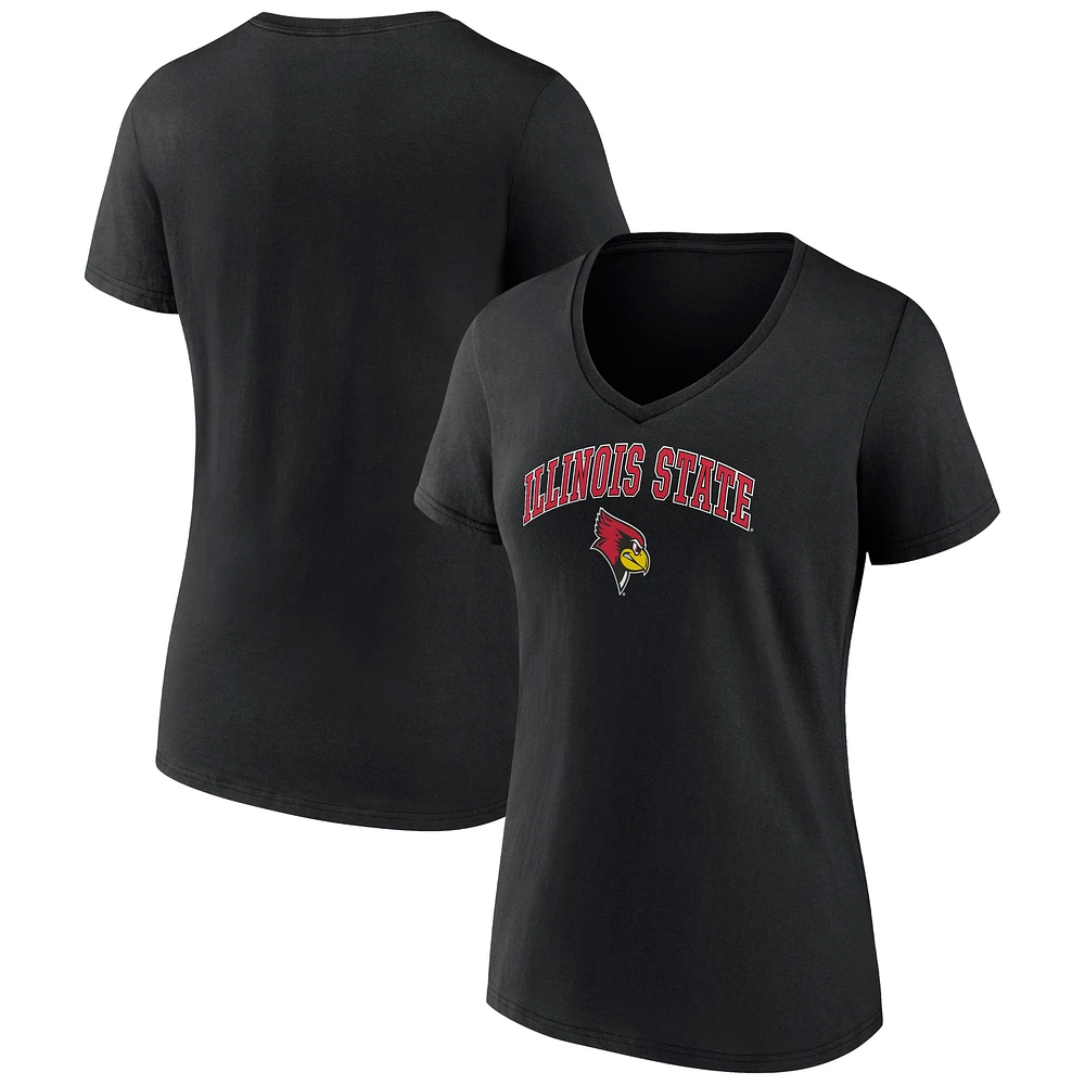 Women's Black Illinois State Redbirds Campus V-Neck T-Shirt