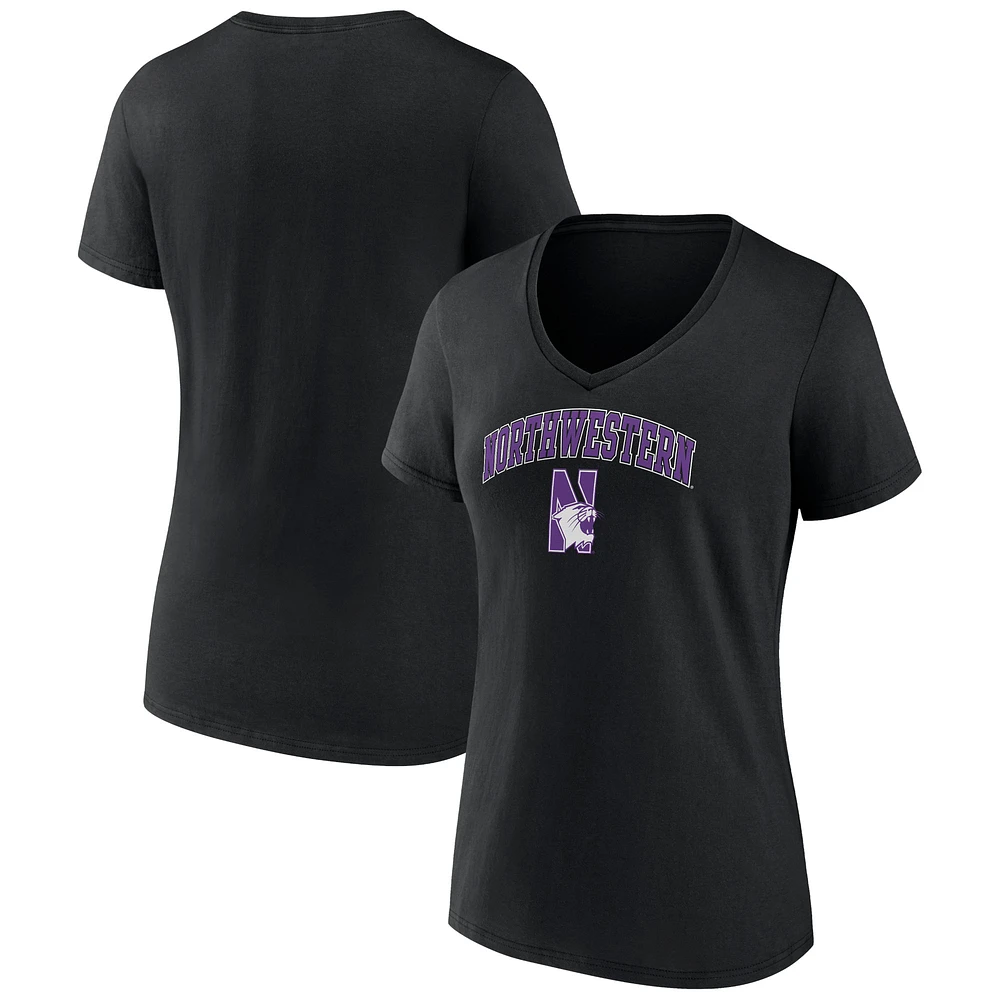 Women's Black Northwestern Wildcats Campus V-Neck T-Shirt