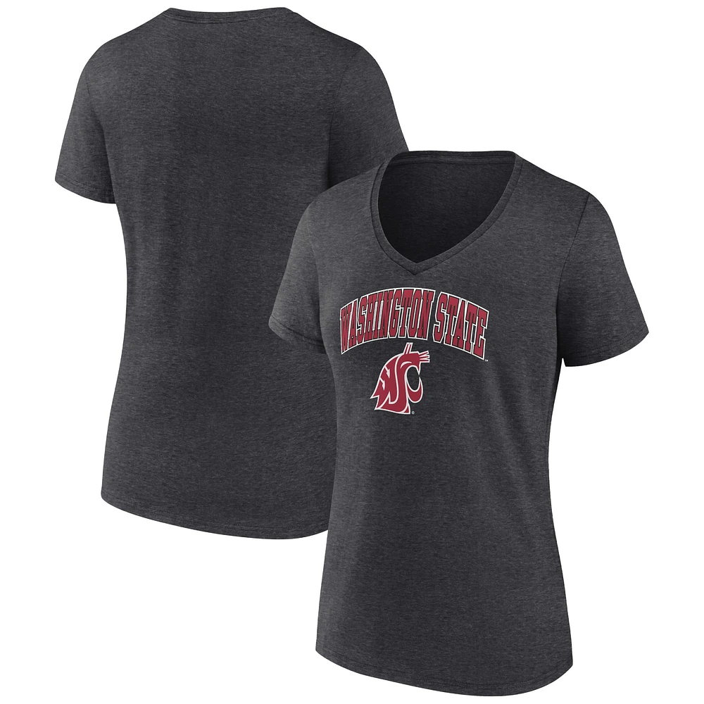 Women's Charcoal Washington State Cougars Campus V-Neck T-Shirt