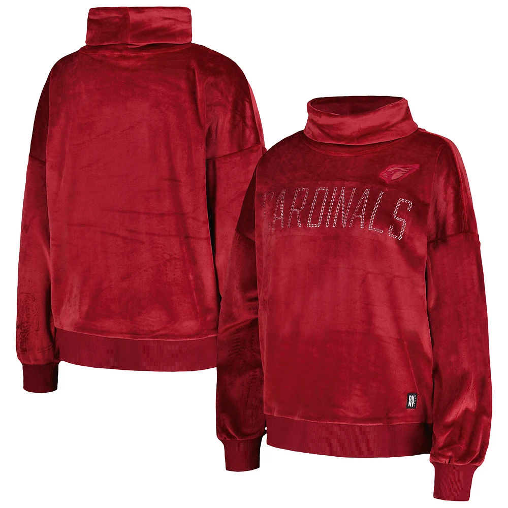 Women's DKNY Sport Cardinal Arizona Cardinals Deliliah Rhinestone Funnel Neck Pullover Sweatshirt