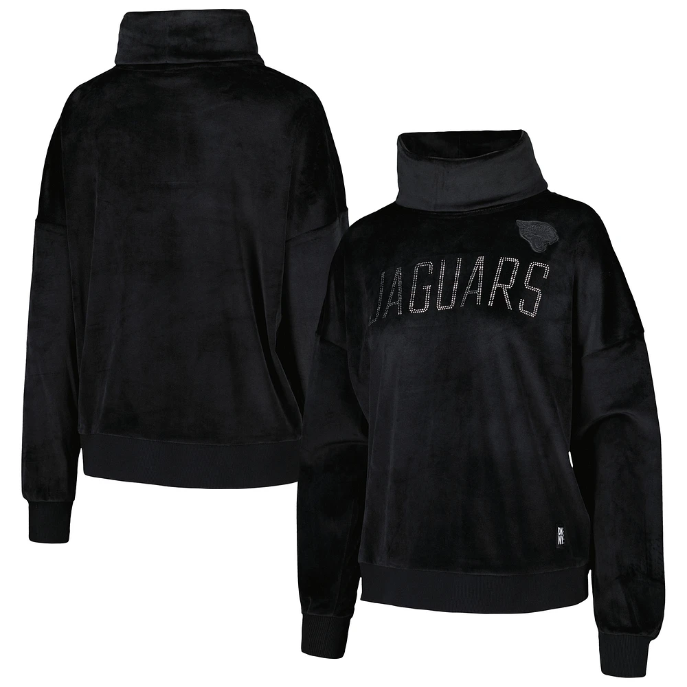 Women's DKNY Sport Black Jacksonville Jaguars Deliliah Rhinestone Funnel Neck Pullover Sweatshirt