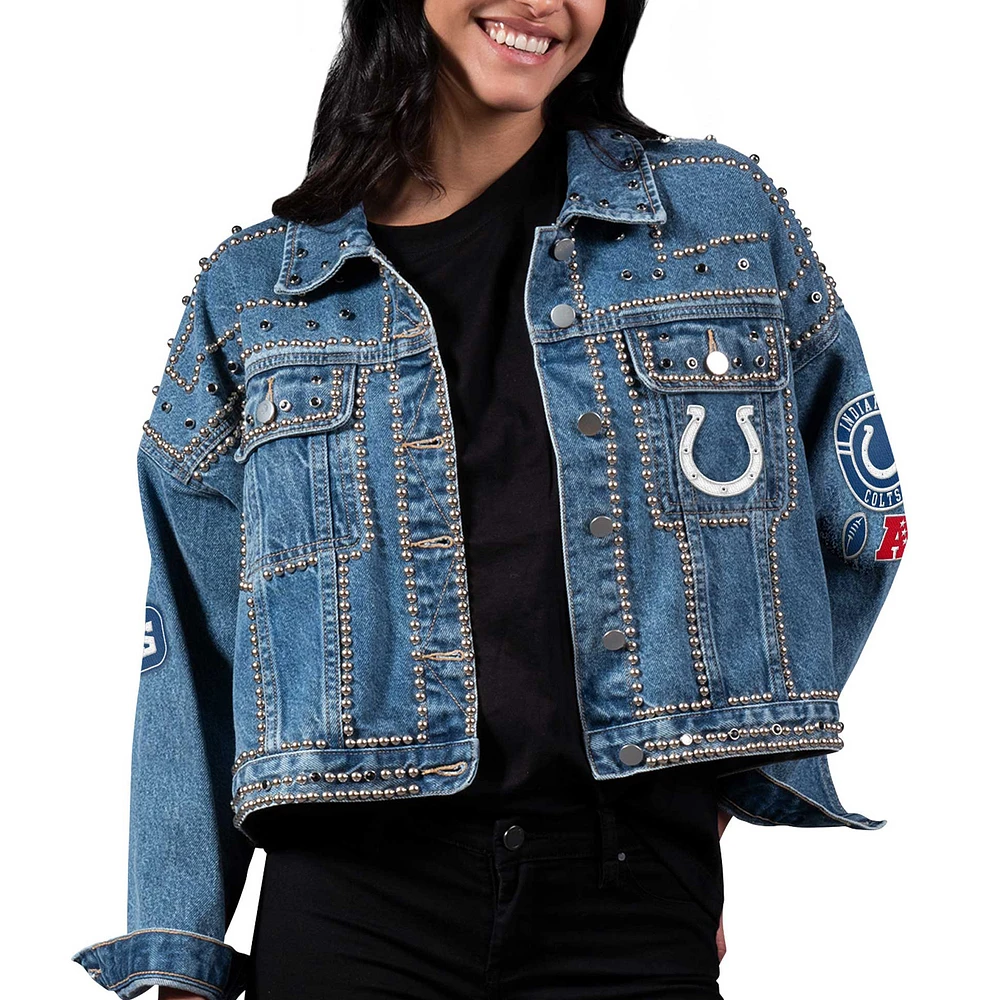Women's G-III 4Her by Carl Banks Indianapolis Colts First Finish Medium Denim Full-Button Jacket