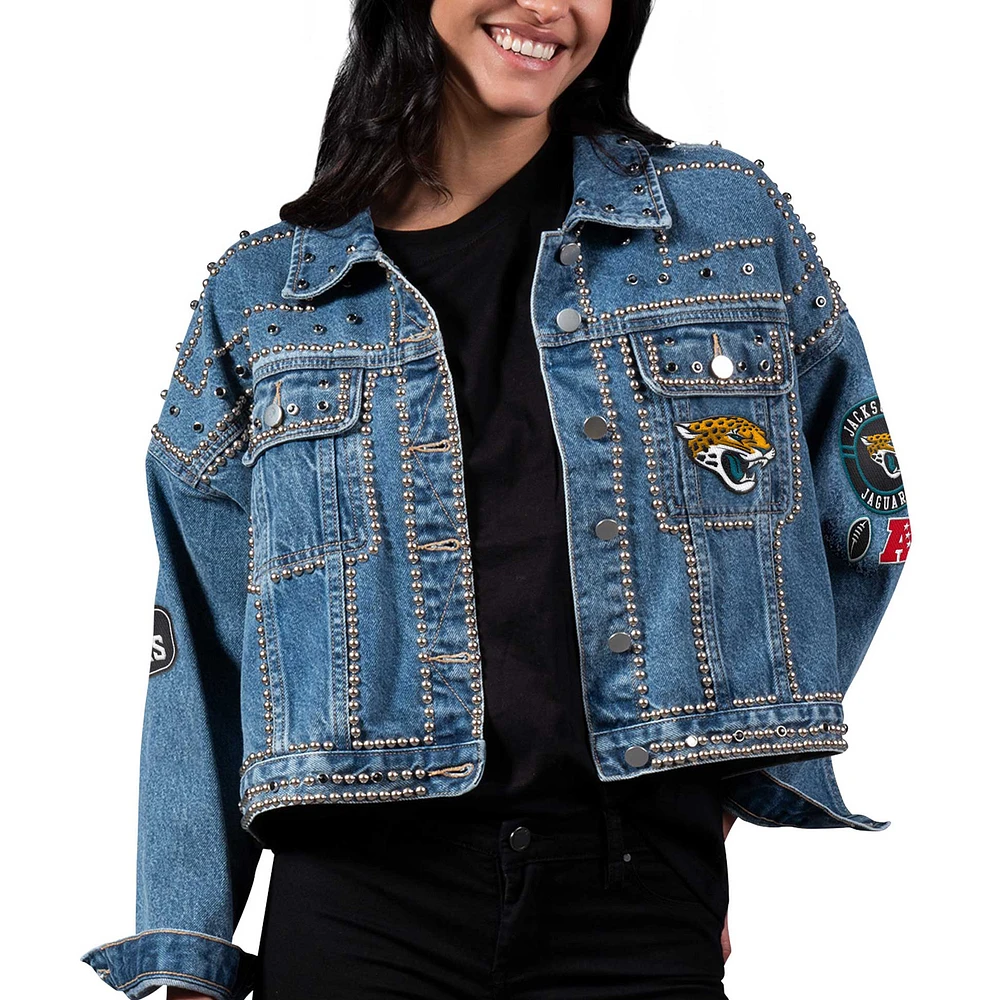 Women's G-III 4Her by Carl Banks Jacksonville Jaguars First Finish Medium Denim Full-Button Jacket