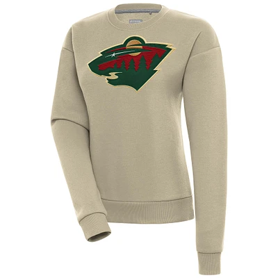 Women's Antigua Khaki Minnesota Wild Victory Pullover Sweatshirt