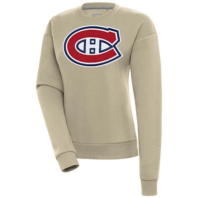 Women's Antigua Khaki Montreal Canadiens Victory Pullover Sweatshirt