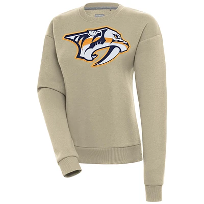 Women's Antigua Khaki Nashville Predators Victory Pullover Sweatshirt