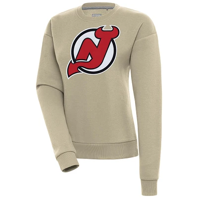 Women's Antigua Khaki New Jersey Devils Victory Pullover Sweatshirt