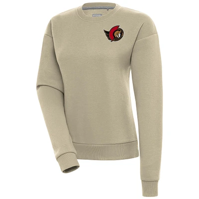 Women's Antigua Khaki Ottawa Senators Victory Pullover Sweatshirt