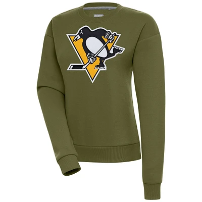 Women's Antigua Olive Pittsburgh Penguins Victory Pullover Sweatshirt