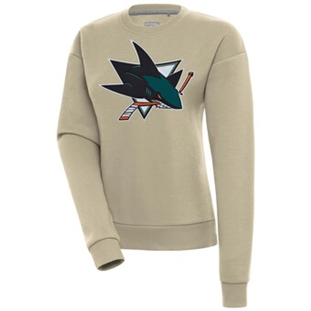 Women's Antigua Khaki San Jose Sharks Victory Pullover Sweatshirt
