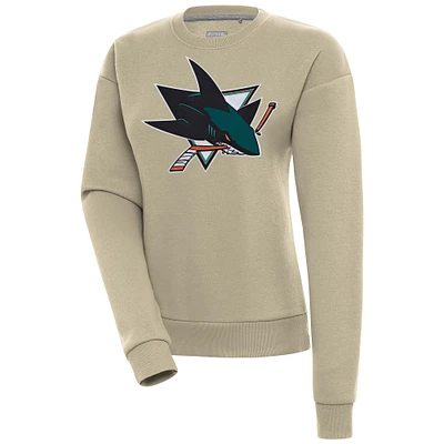 Women's Antigua Khaki San Jose Sharks Victory Pullover Sweatshirt
