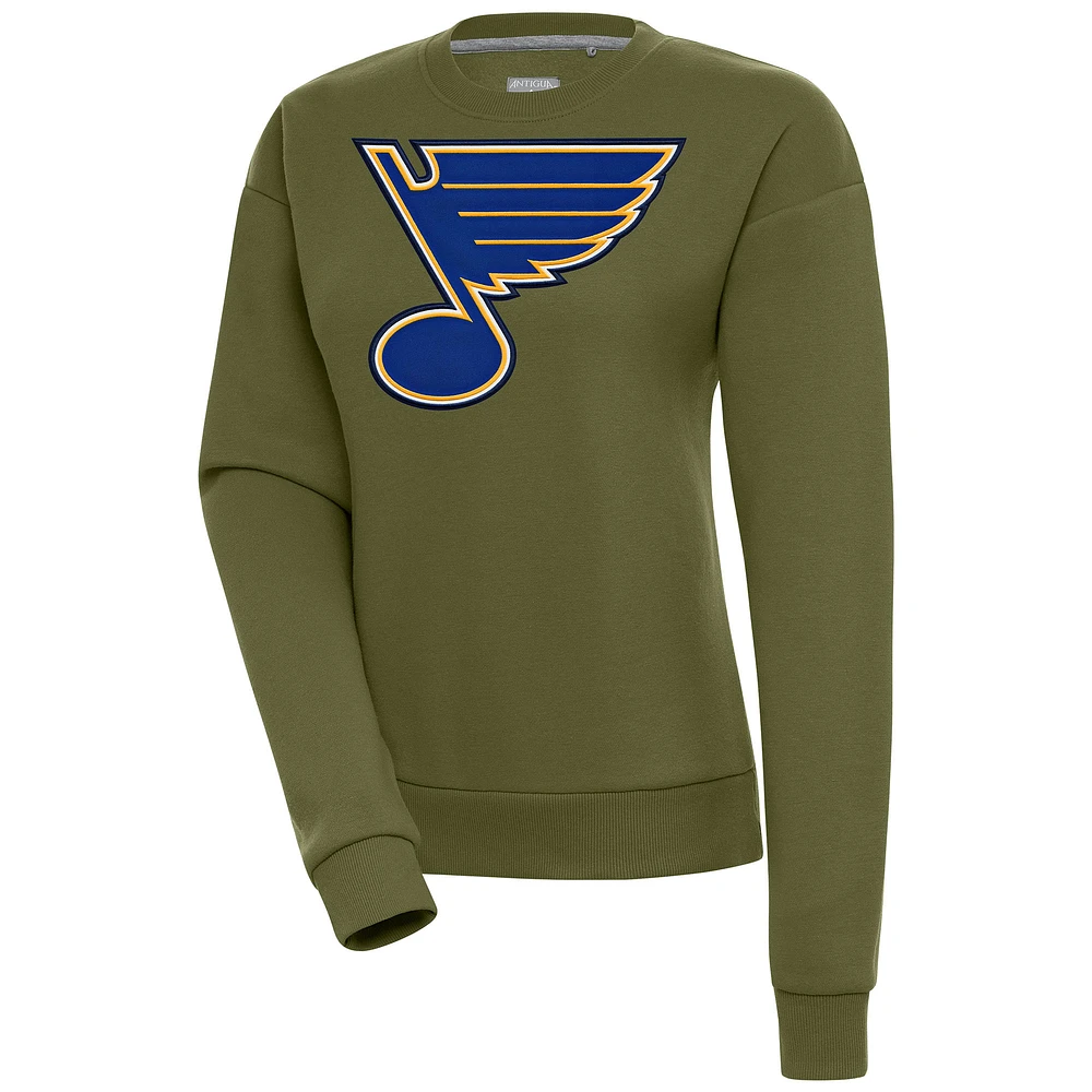 Women's Antigua Olive St. Louis Blues Victory Pullover Sweatshirt